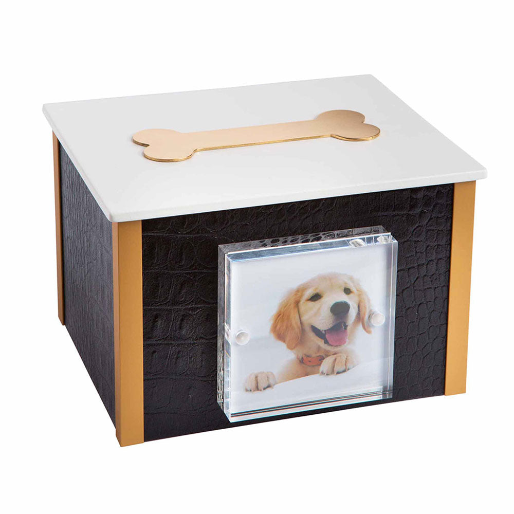 Urna Cineraria in Legno Rivestita in Similpelle per Animali 15x12x10 cm GMF Osso