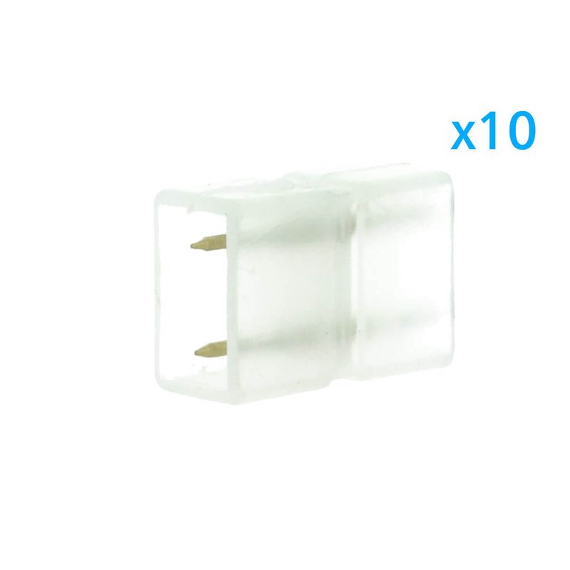 10 PZ Connettore Da 2 Pin Passo 9mm Per Unire e Allungare Bobina Led 220V Mono Colore
