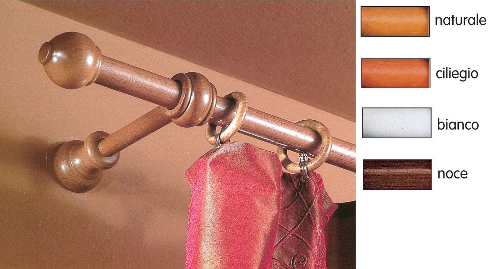 bastone a strappo d 23 mm ciliegio 140 cm con supporti cod:ferx.11345