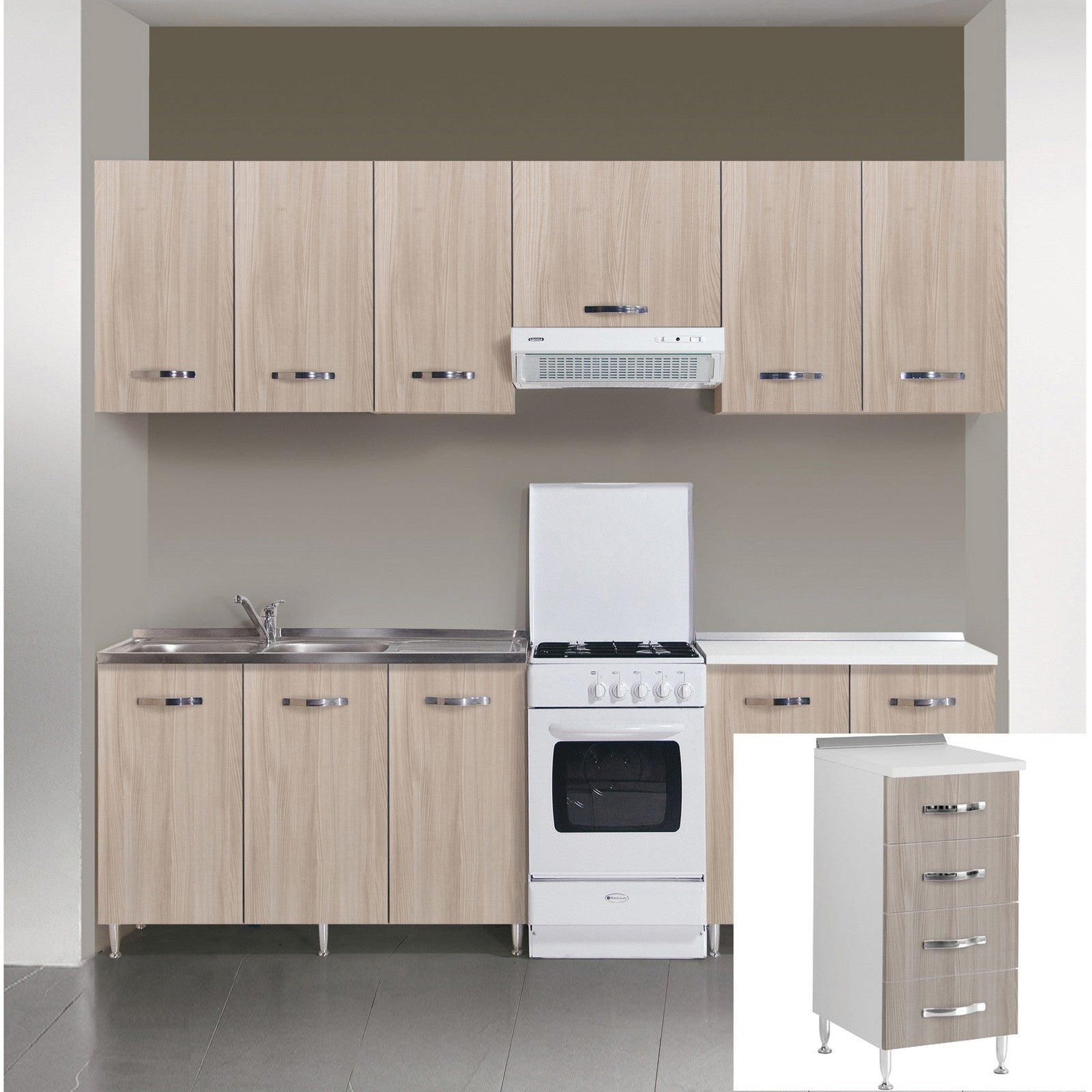 kit cucina base 4 cassetti 40x50xh85 cm olmo cod:ferx.17604