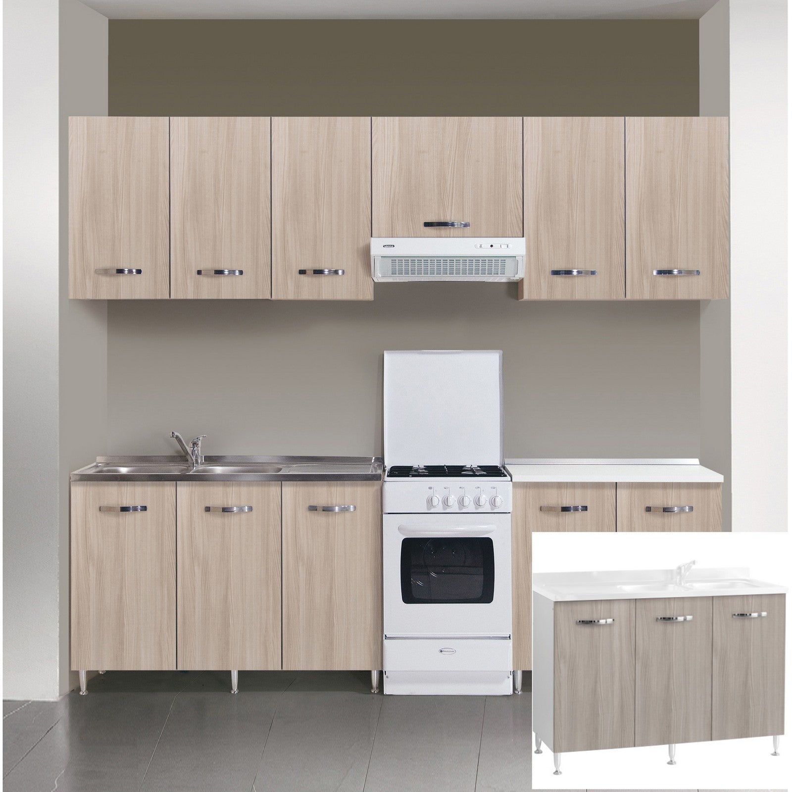 kit cucina base 3 ante 120x50xh85 cm senza lavello olmo cod:ferx.17611