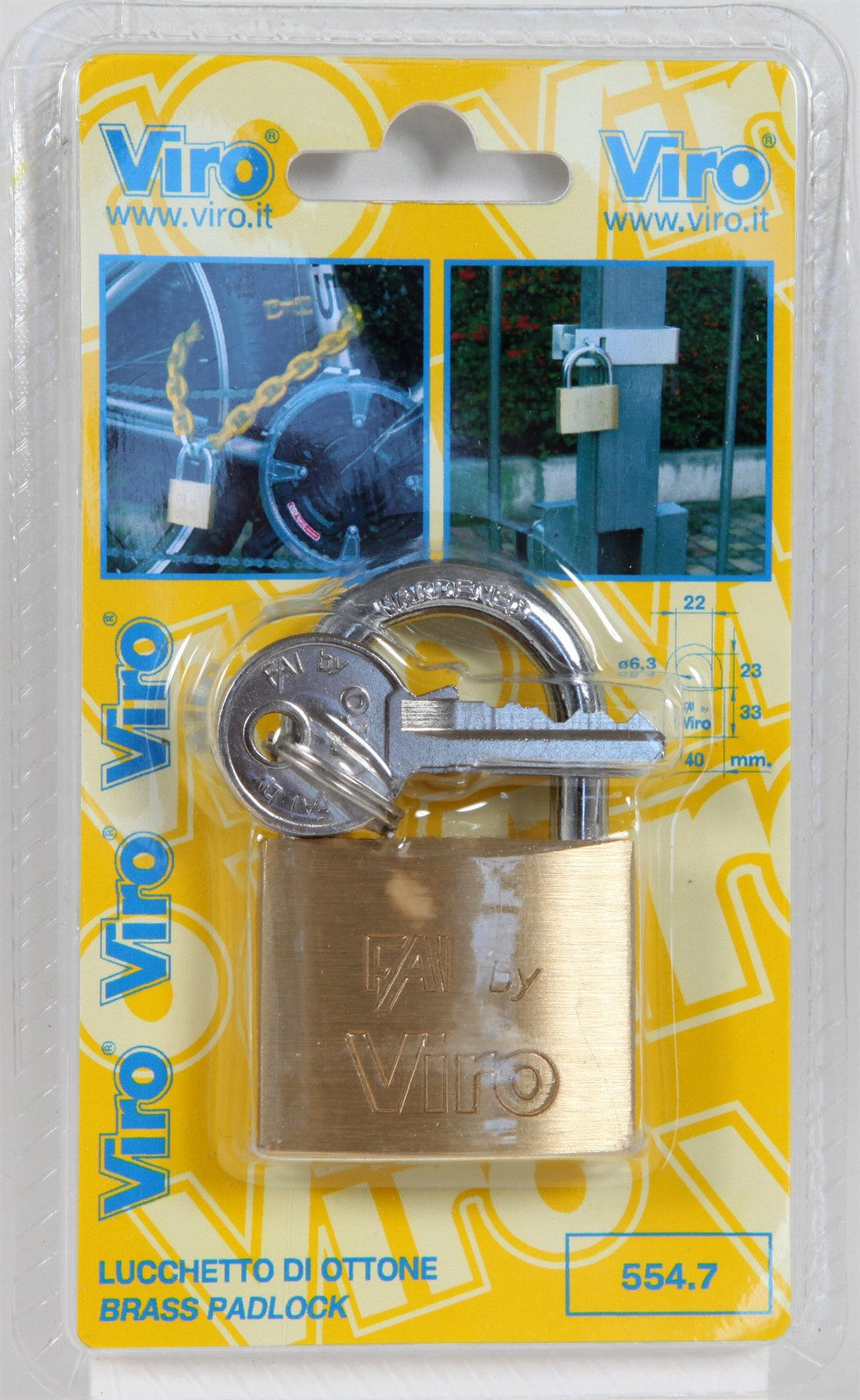 12pz viro blister art. 551.7 lucchetto rettangolare mm.20 cod:ferx.1905