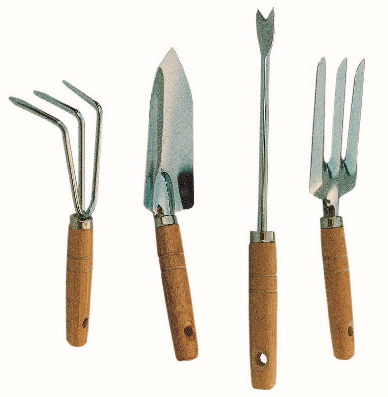 6pz set 4 attrezzini da giardino manici legno imp19660 cod:ferx.2247