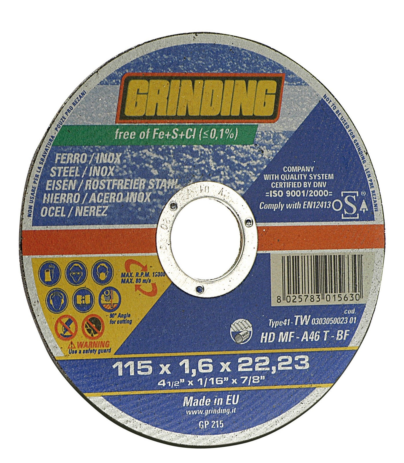 10pz grinding minidisco piano per ferro diametro 115x1,6 cod:ferx.24849