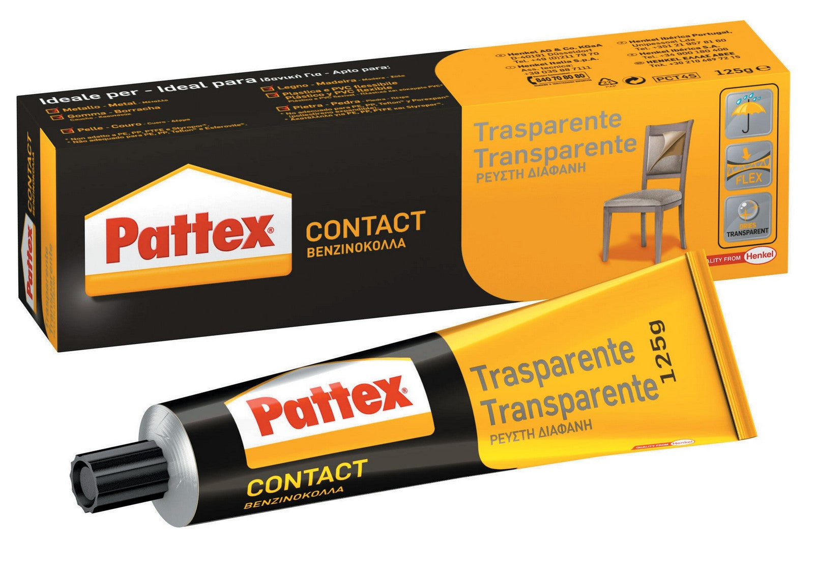 12pz pattex adesivo trasparente gr.125 cod:ferx.36883