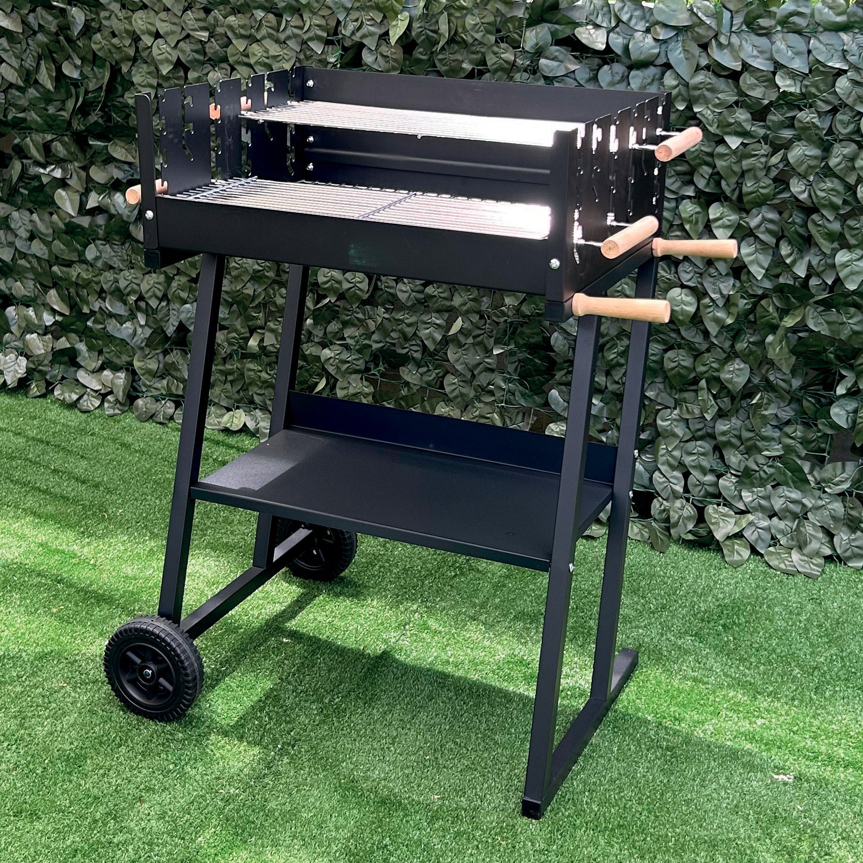 Barbecue a Carbone Carbonella 60x45cm con Ripiano Porta Oggetti Bauer Nero