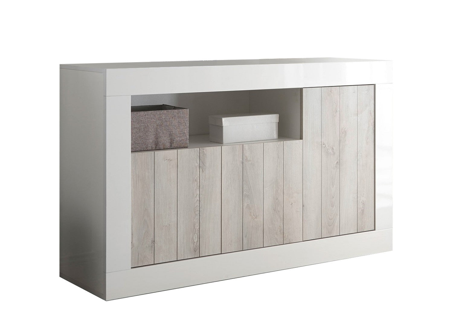 Mobile Buffet 3 Ante 138x42x86 cm in Legno TFT Lipari Bianco e Pino