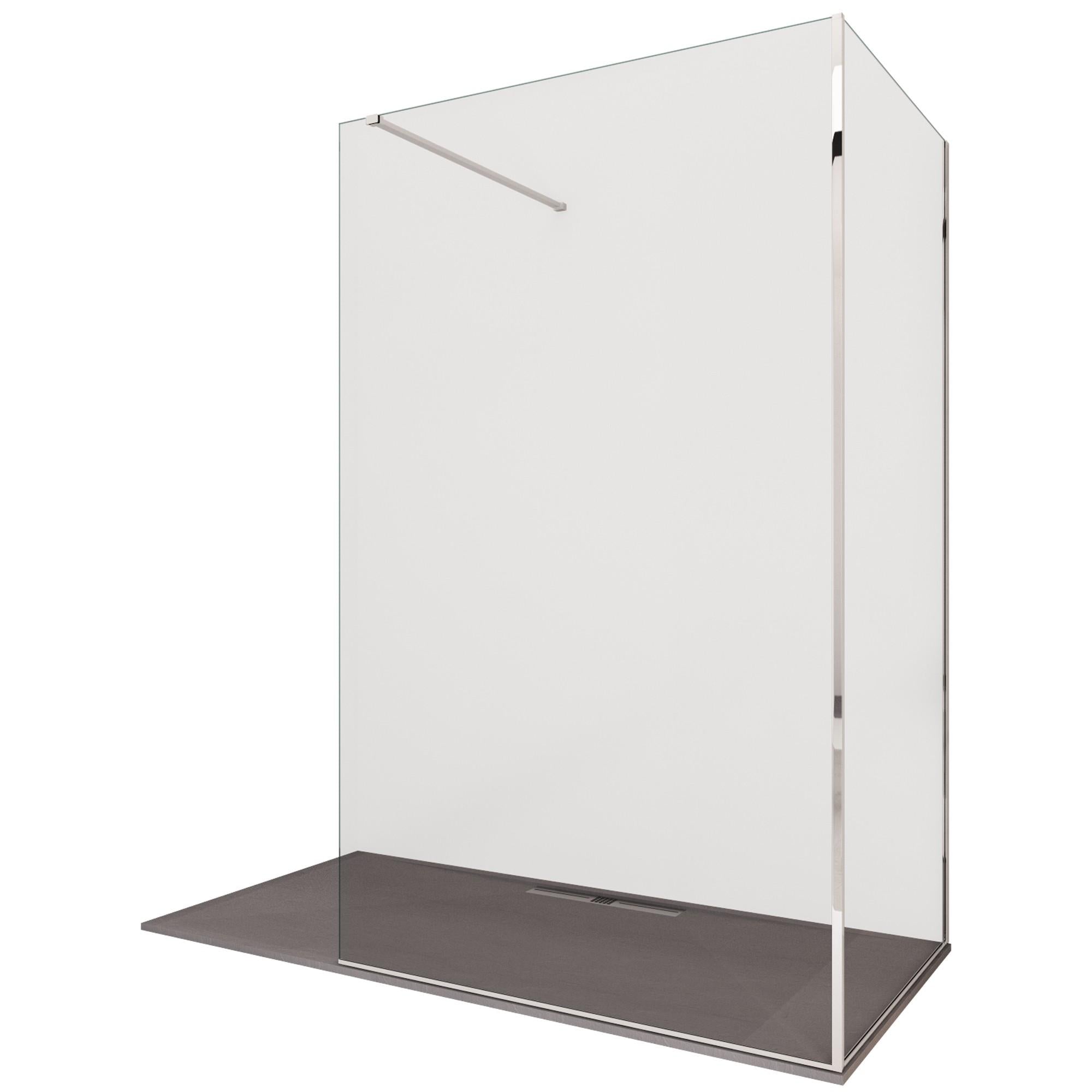 Box Doccia Parete Walk-In 100x100 cm 2 Lati in Cristallo Trasparente 8 mm H195 Bonussi Aurore
