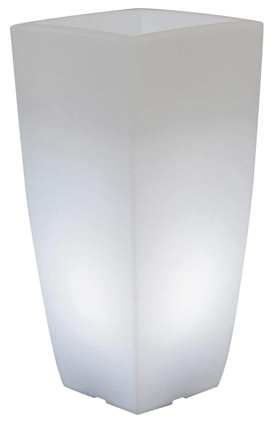 Vaso Luminoso Quadrato 40x40x90 cm in Resina Bauer Bianco Ghiaccio