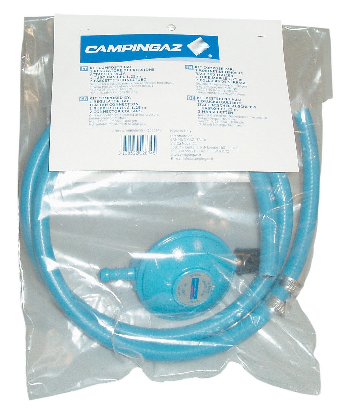 cf kit regolatore +tubo+fascette x barbecue gas cod:ferx.5194