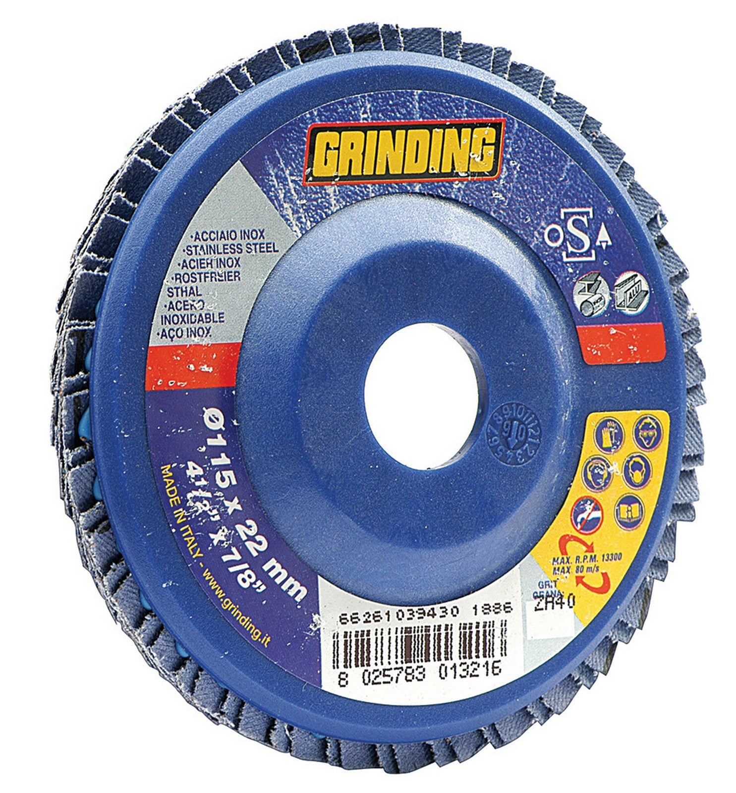 10pz grinding disco zirconio lamelle mm.180 gr. 60 cod:ferx.543