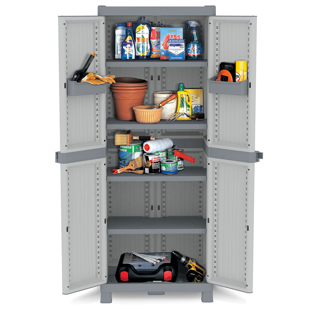 Armadio in Resina Antiurto Terry Wave 2A 70X44X181Cm 2 Ante 5 Ripiani da Esterno