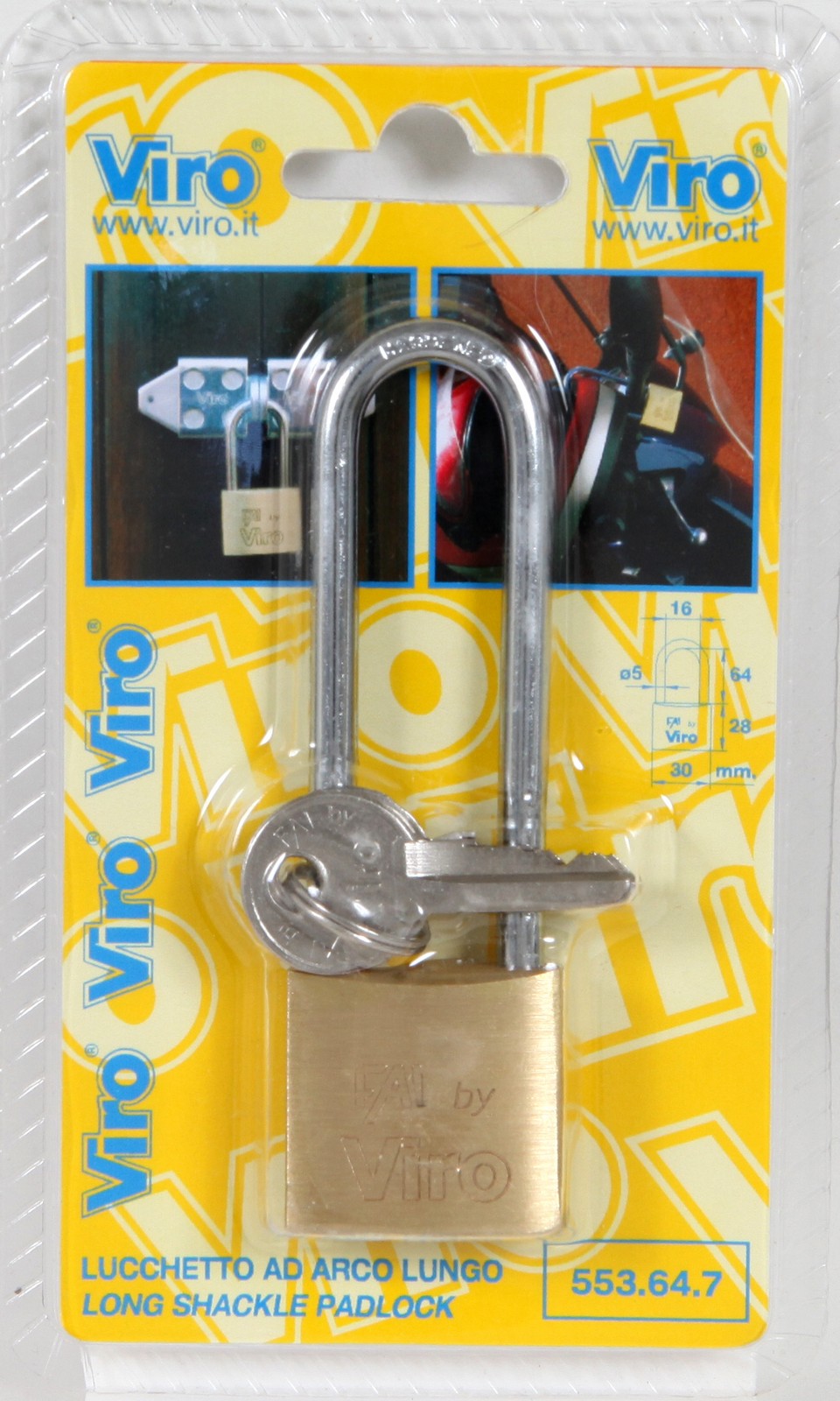 12pz viro blister art. 554.42.7 lucchetto arco lungo mm.40 cod:ferx.59847