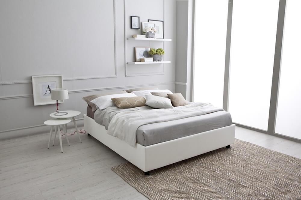 Letto Sommier Matrimoniale in Similpelle Bianca Zara