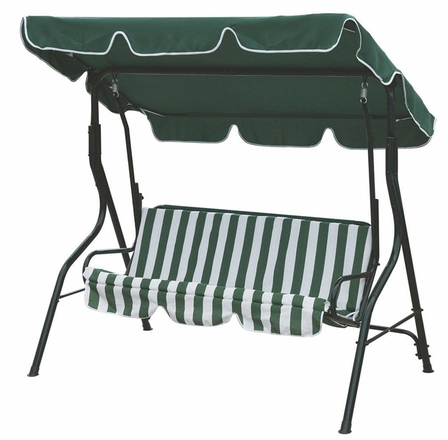 Dondolo Sofà da Giardino 3 Posti in Acciaio Bauer Verde e Bianco