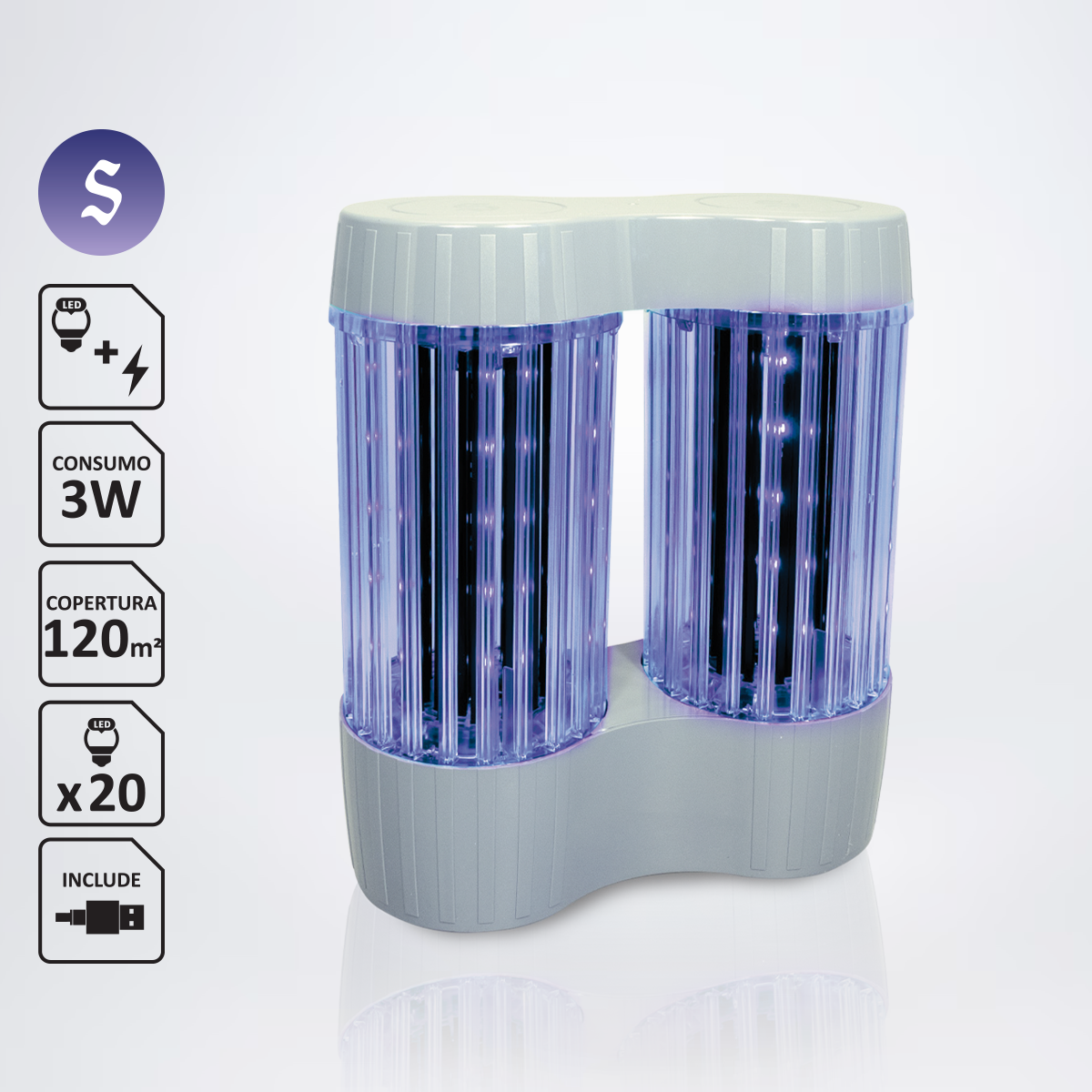 Elettroinsetticida " Bi-Zan Italy Usb " Grigio antracite