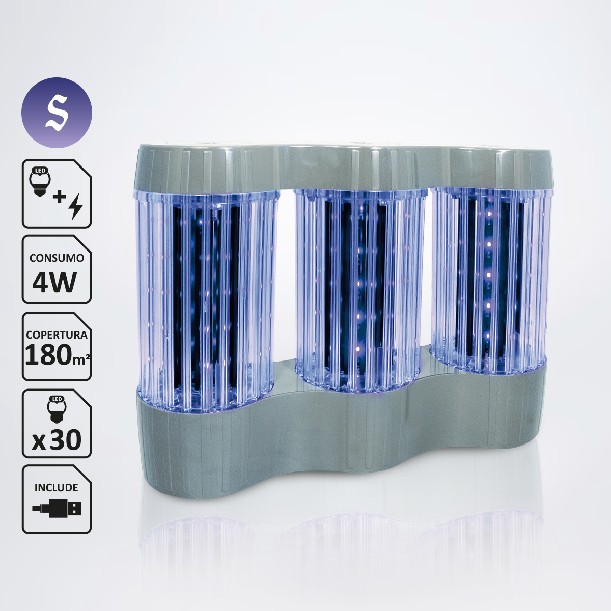 Elettroinsetticida " Tri-Zan Italy Usb " Grigio antracite