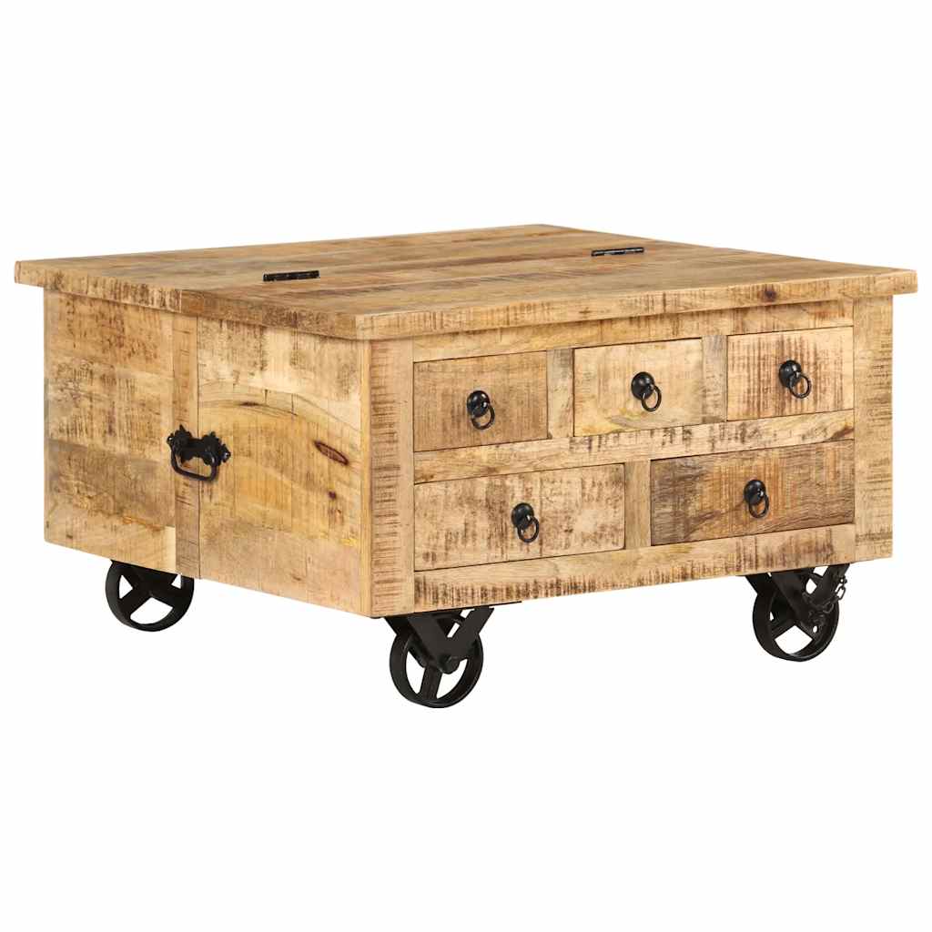 Tavolino da Salotto in Legno di Mango Grezzo 70x70x40 cm cod mxl 49694