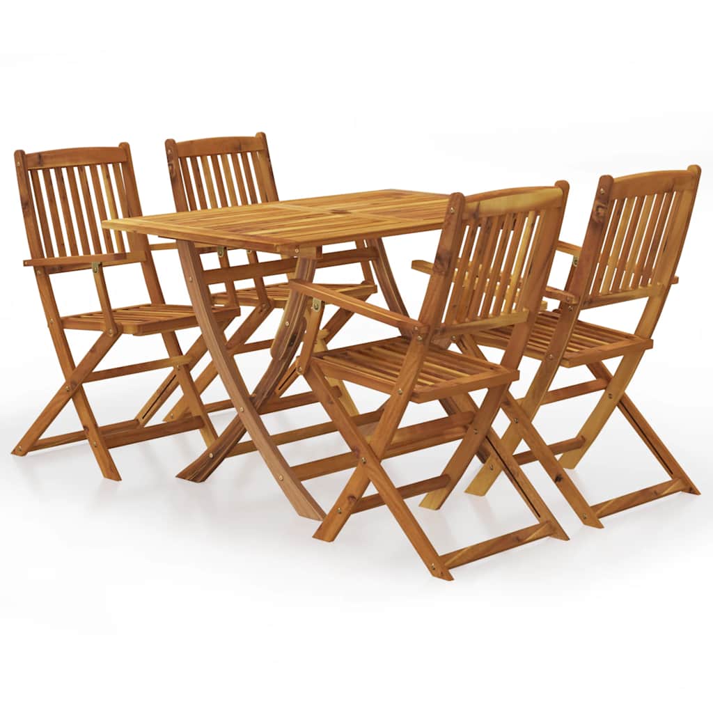 Set da Pranzo da Giardino 5 pz in Legno Massello di Acacia cod mxl 52916
