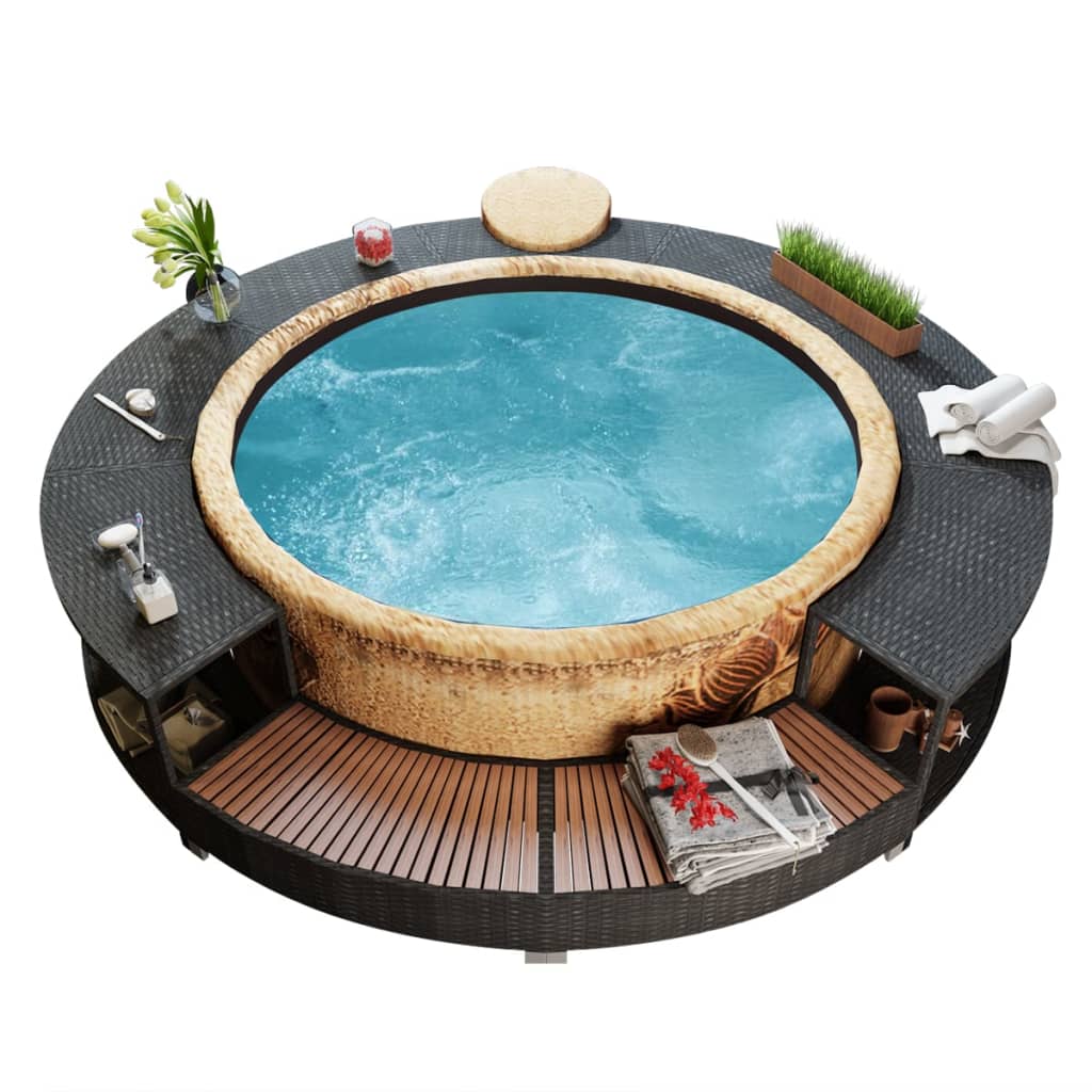 Bordo Vasca da Spa in Polyrattan Nero cod mxl 51765