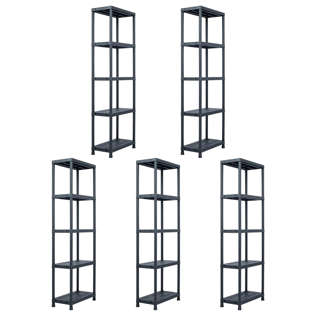 Scaffali 5 pz Nero 125 kg 60x30x180 cm in Plastica cod mxl 53276