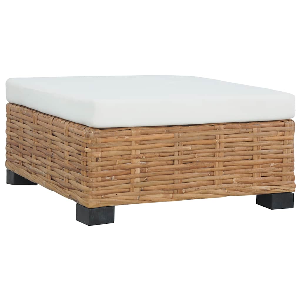 Poggiapiedi con Cuscino in Rattan Naturale cod mxl 65438