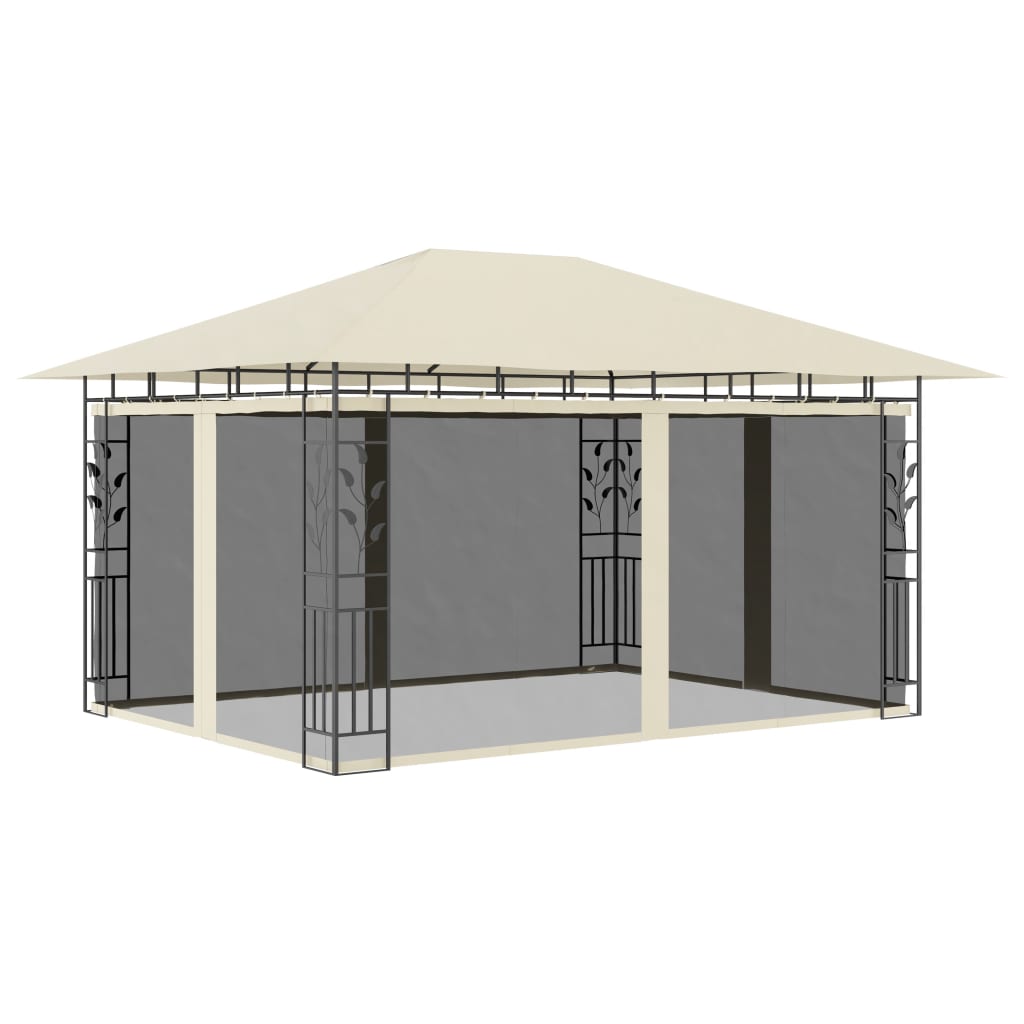 Gazebo con Zanzariera 4x3x2,73 m Crema 180 g/mÂ² cod mxl 58826
