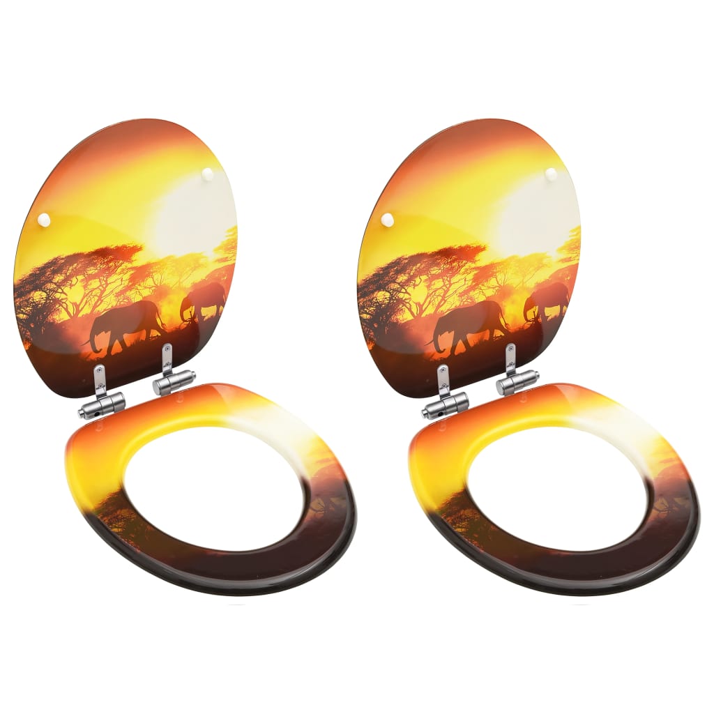 Copriwater 2 pz con Chiusura Ammortizzata in MDF Design Savana cod mxl 69197