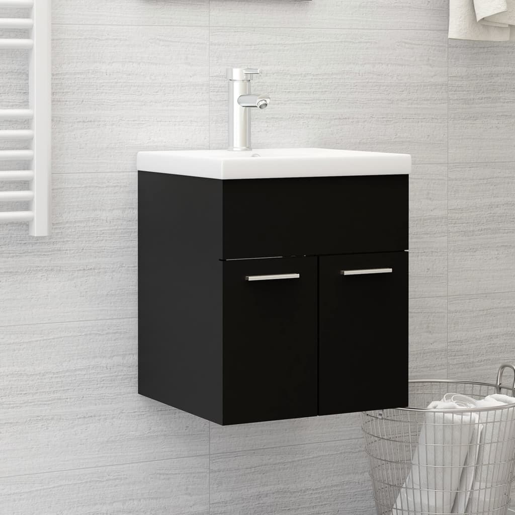 Mobile da Bagno con Lavabo Integrato Nero in Truciolato cod mxl 63188