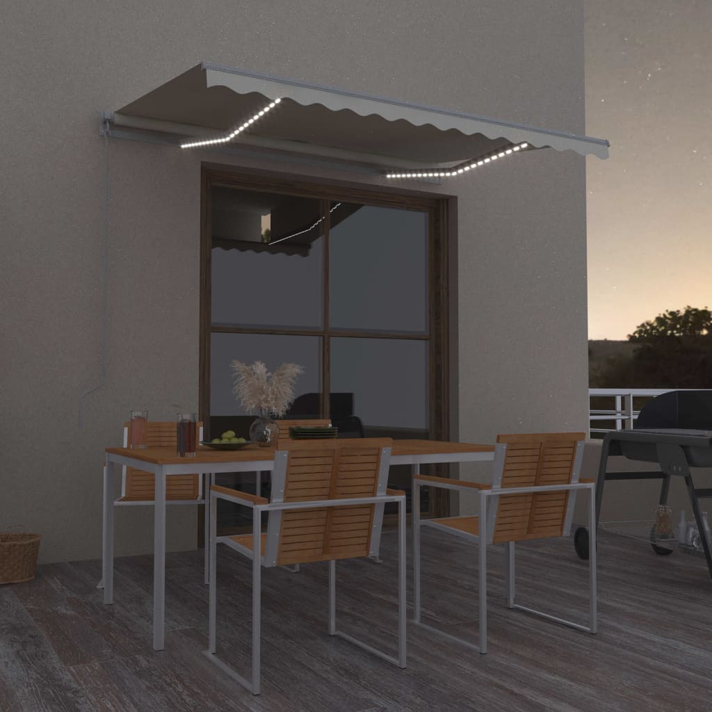 Tenda da Sole Retrattile Manuale con LED 300x250 cm Crema cod mxl 54973