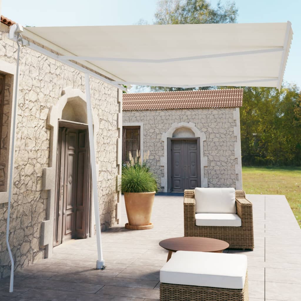 Tenda da Sole Retrattile Manuale Autoportante 350x250 cm Crema cod mxl 55041