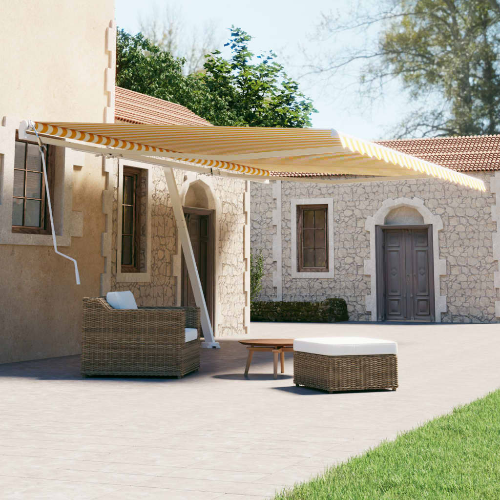 Tenda Retrattile Manuale Autoportante 500x300 cm Gialla Bianca cod mxl 62204