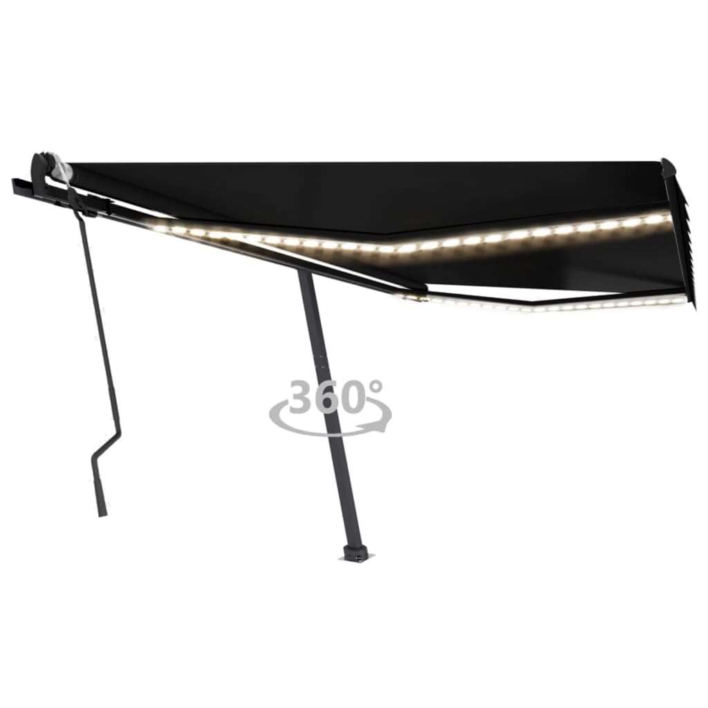 Tenda da Sole Retrattile Manuale con LED 400x300 cm Antracite cod mxl 61233