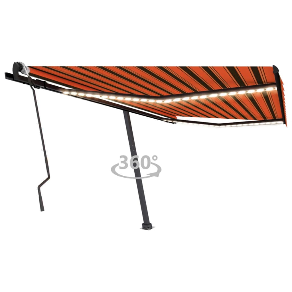 Tenda da Sole Retrattile Manuale LED 400x300 cm Arancio Marrone cod mxl 43710