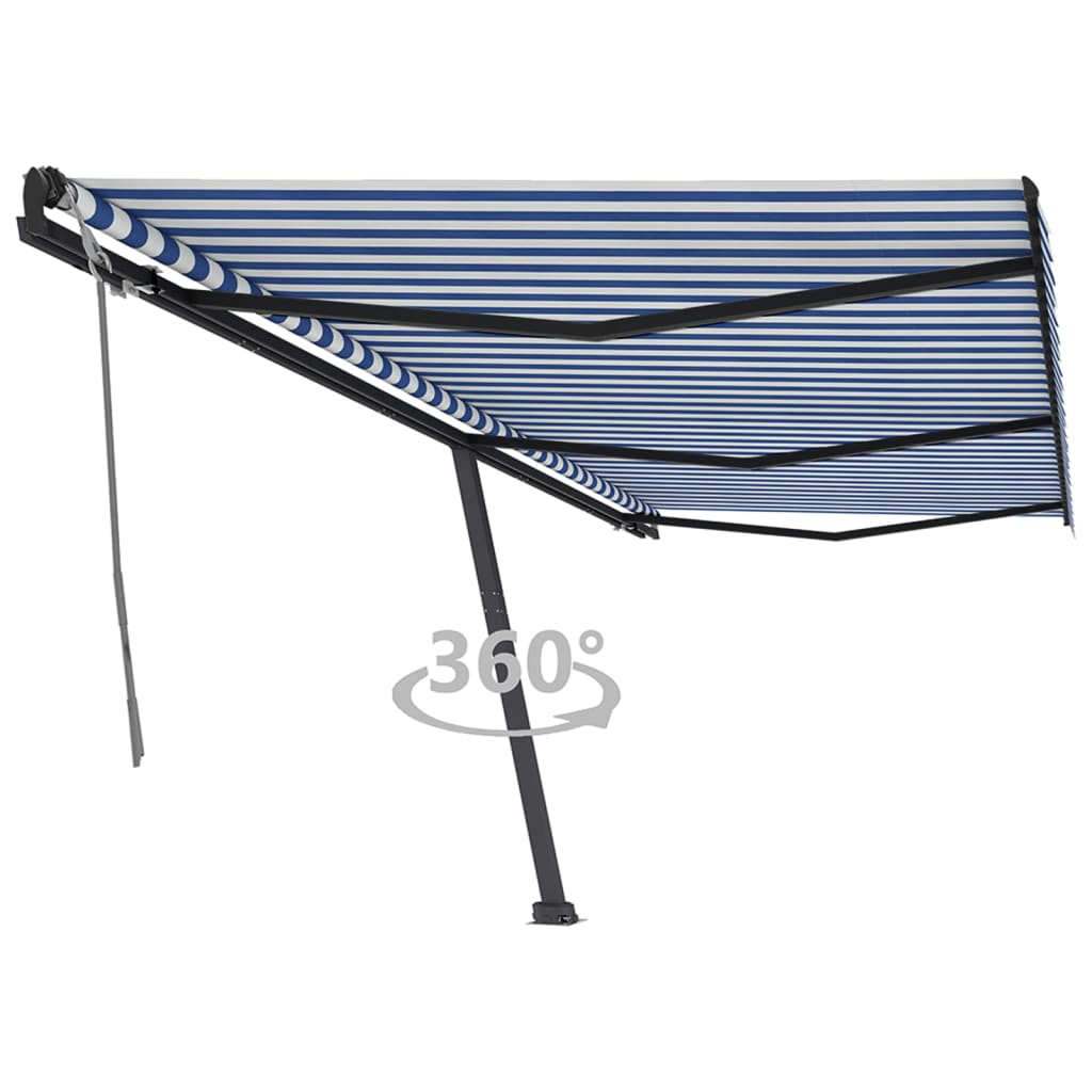 Tenda Retrattile Manuale Autoportante 600x350 cm Blu e Bianca cod mxl 43716