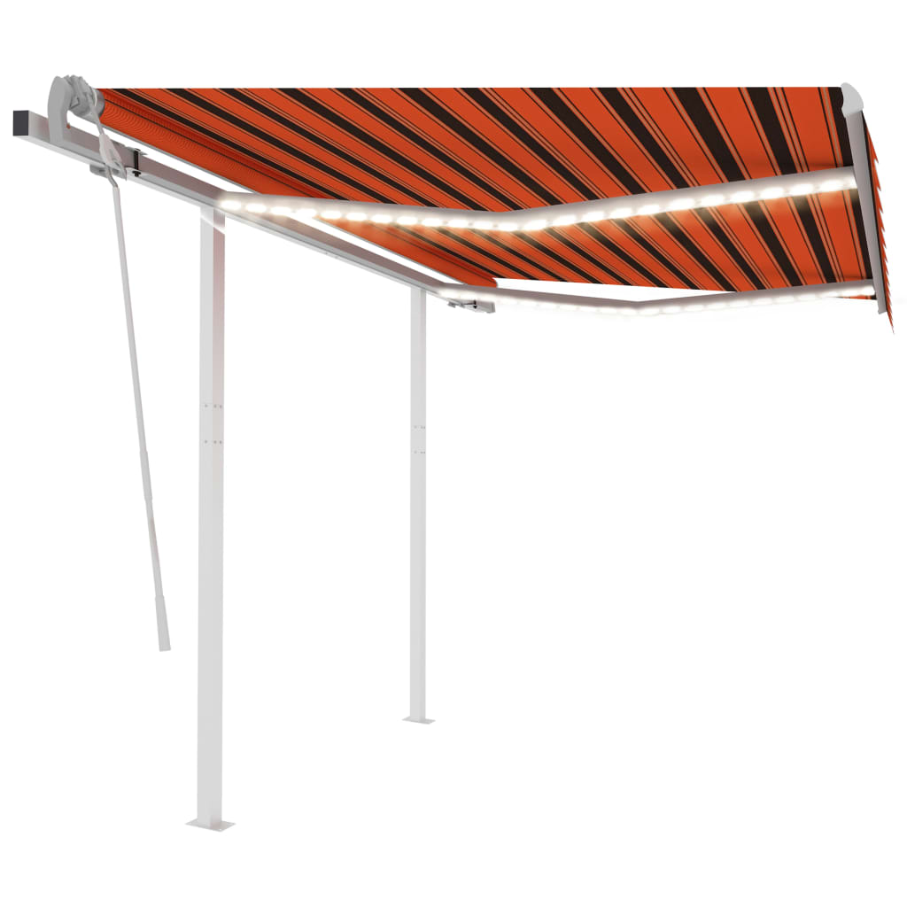 Tenda da Sole Retrattile Manuale LED 3x2,5 m Arancio Marrone cod mxl 43896