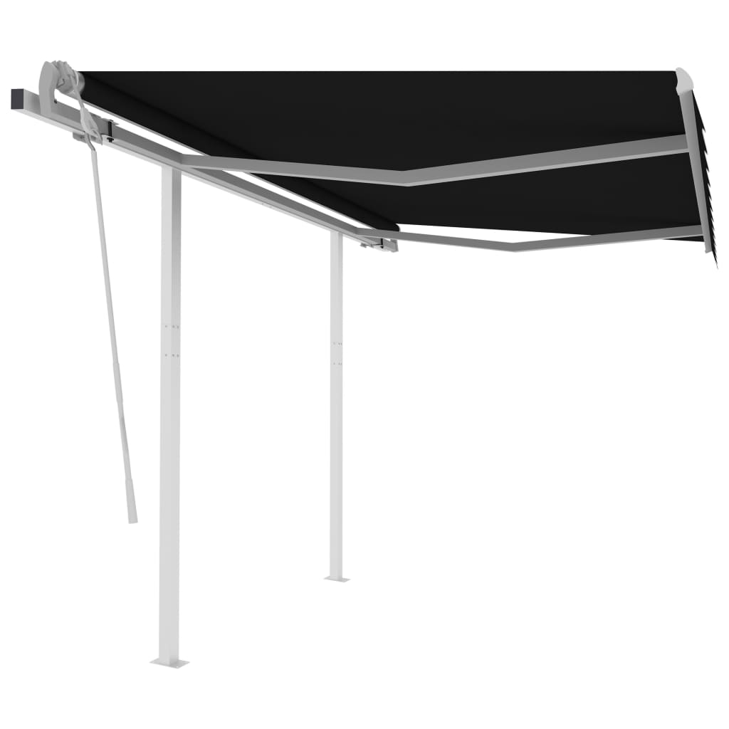 Tenda da Sole Retrattile Manuale con Pali 3,5x2,5m Antracite cod mxl 55702