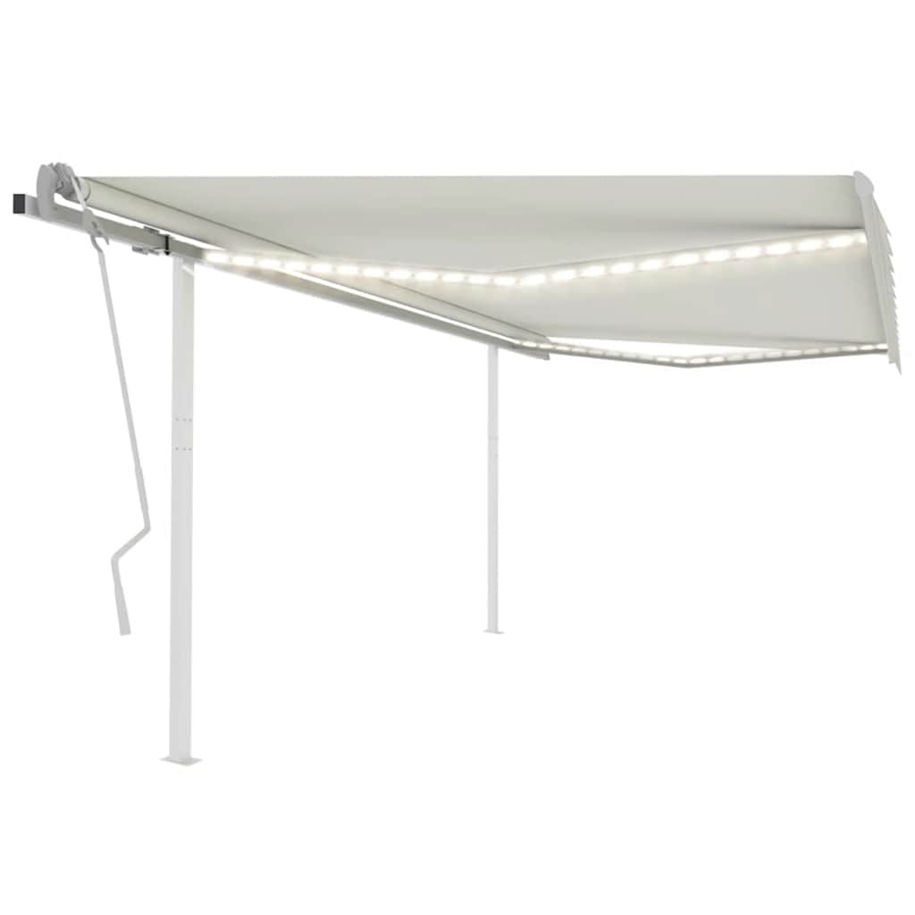 Tenda da Sole Retrattile Manuale con LED 4x3 m Crema cod mxl 43900