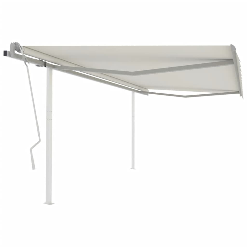 Tenda da Sole Retrattile Manuale con Pali 4x3,5 m Crema cod mxl 55783