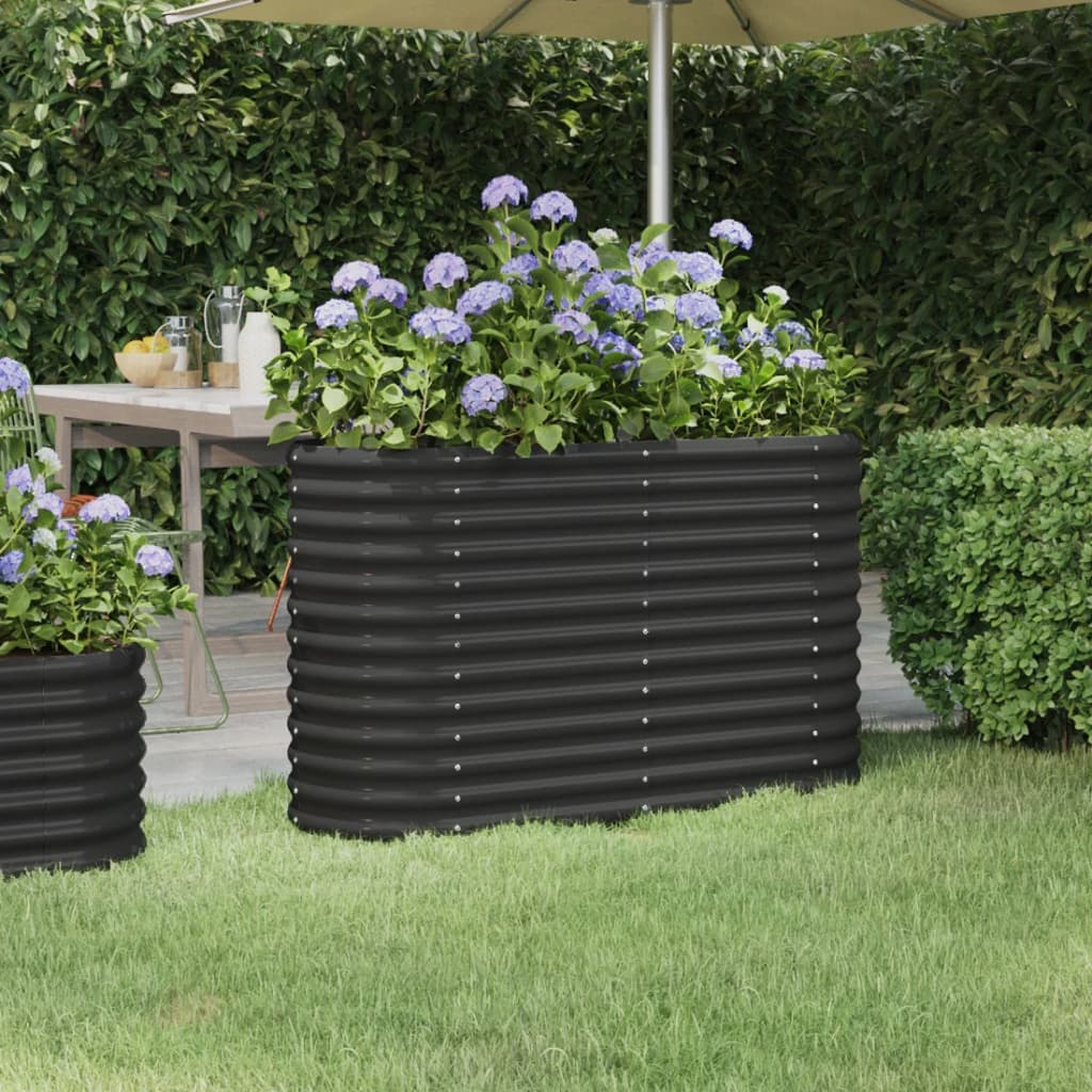 Vaso Giardino Acciaio Verniciato Polvere 114x40x68 cm Antracite cod mxl 50079