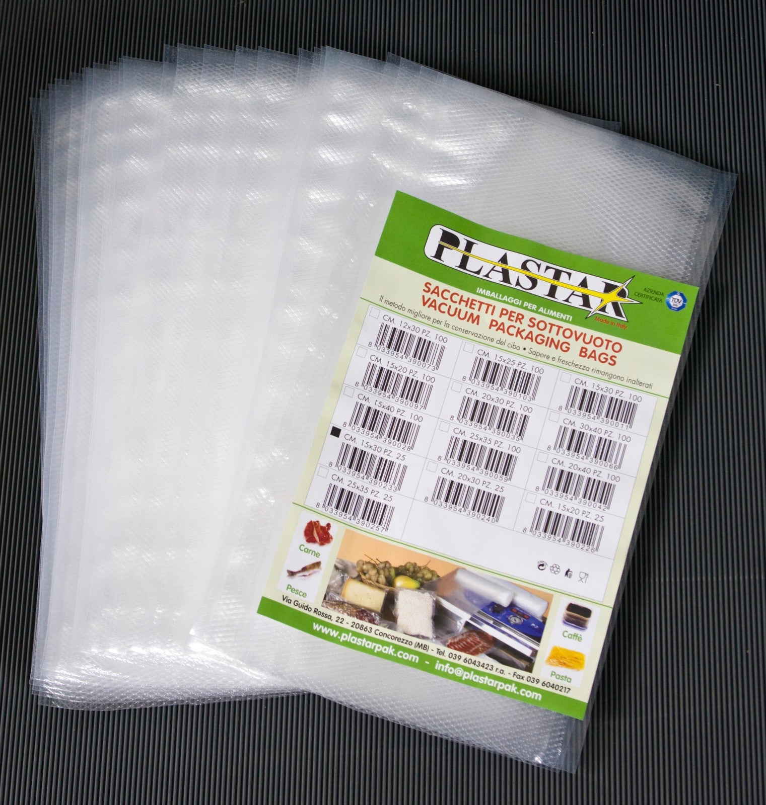 cf buste goffrate 15x25 cm per sottovuoto 25 pz cod:ferx.95692