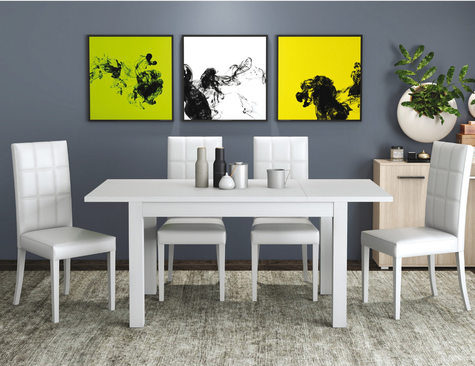 kit tavolo firenze 70x110/150 bianco frassino cod:ferx.96922