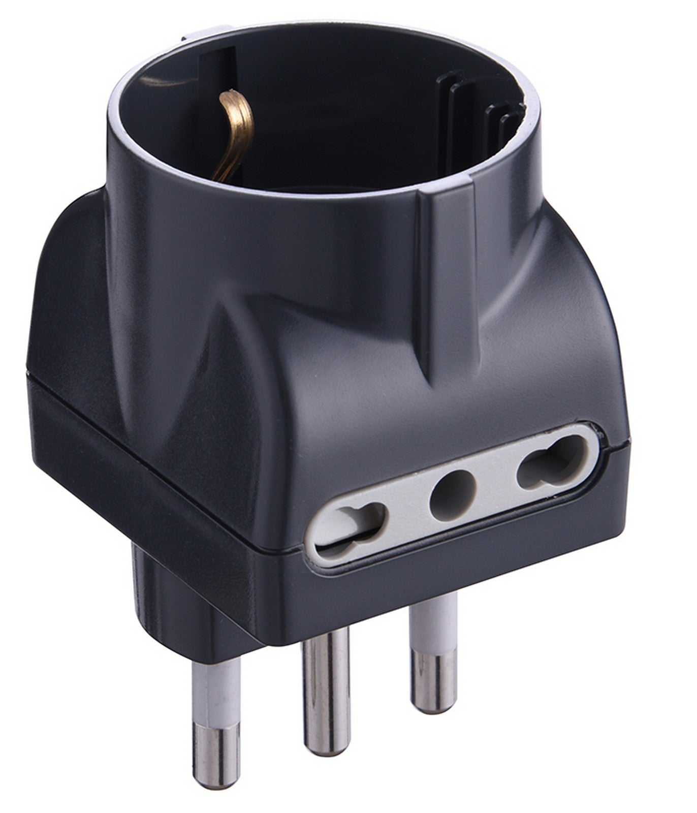25pz adattatore triplo 16a-2 prese bipasso+1 schuko nero figura.11 cod:ferx.98614