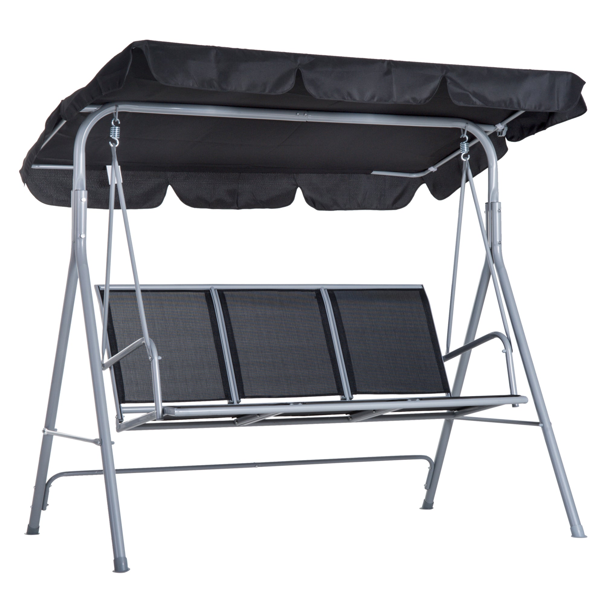 Dondolo 3 Posti da Giardino 170x110x153 cm in Acciaio Nero e Argento