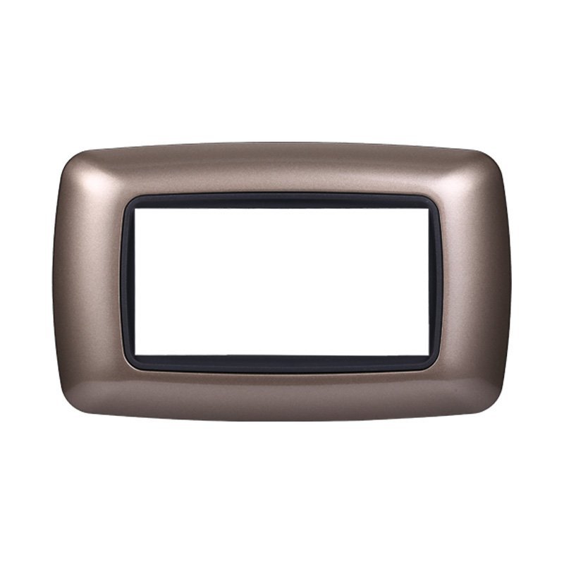 ETTROIT Placca Plastica Bombata Serie Space 4P Colore Bronzo Compatibile Con Bticino Living International