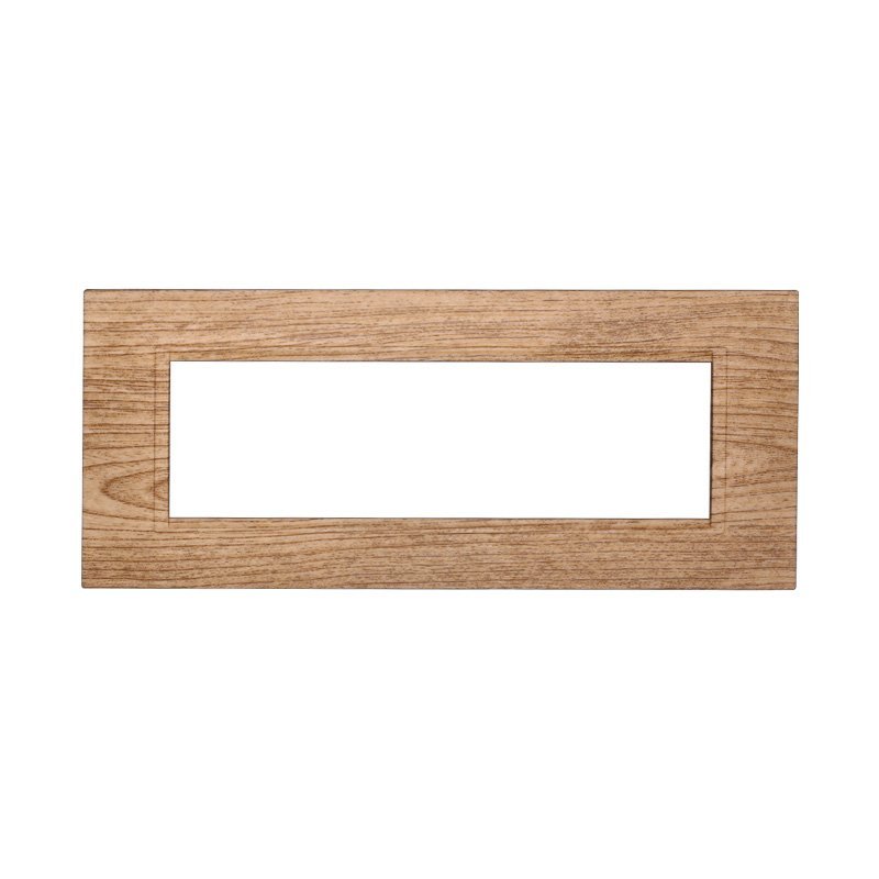 ETTROIT Placca Plastica Quadrata Serie Space 7P Colore Legno Chiaro Compatibile Con Bticino Living Light
