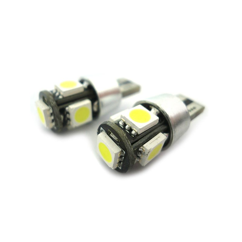 Lampada Led Canbus T10 W5W Luci di Posizione 12V 5 Smd Bianco No Errore New Con Resistenza
