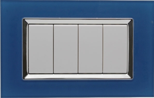 Placca Plexi 504 4M Moduli Blu Capri Plexiglass Compatibile con Bticino Living