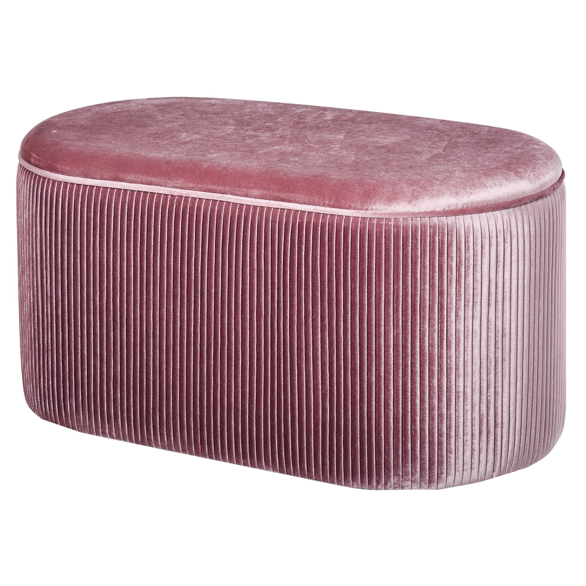 Pouf Sgabello Contenitore 81x40x41 cm in Tessuto Vellutato Rosa