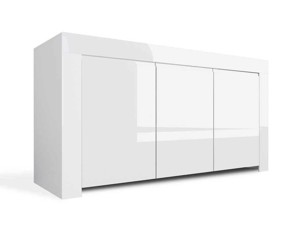Credenza Mobile da Salotto 3 Porte 162x50x82cm TFT Amber Bianco Lucido